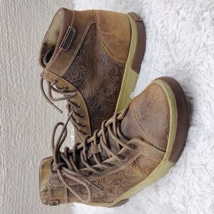 Durango Music City Cocoa Truffle Leather Embossed Lace High Top Western Sneaker